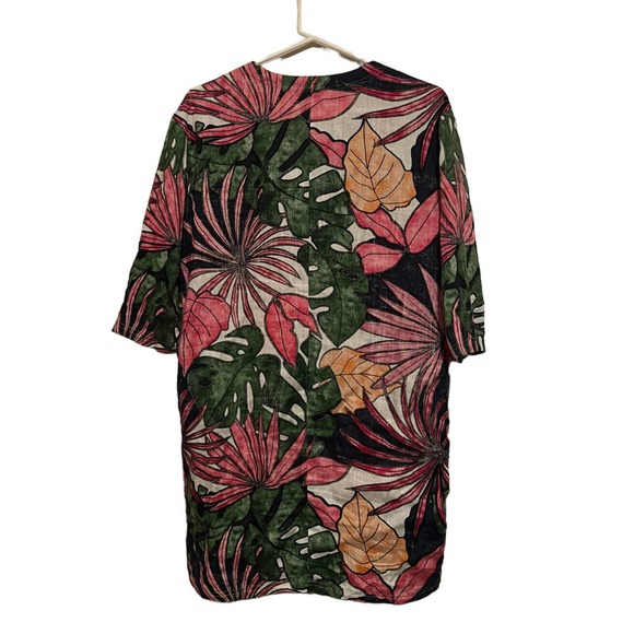 TOMMY BAHAMA Linen Tunic Mini Dress Cover Up Remy Tropical Floral Pockets SP - Picture 2 of 7